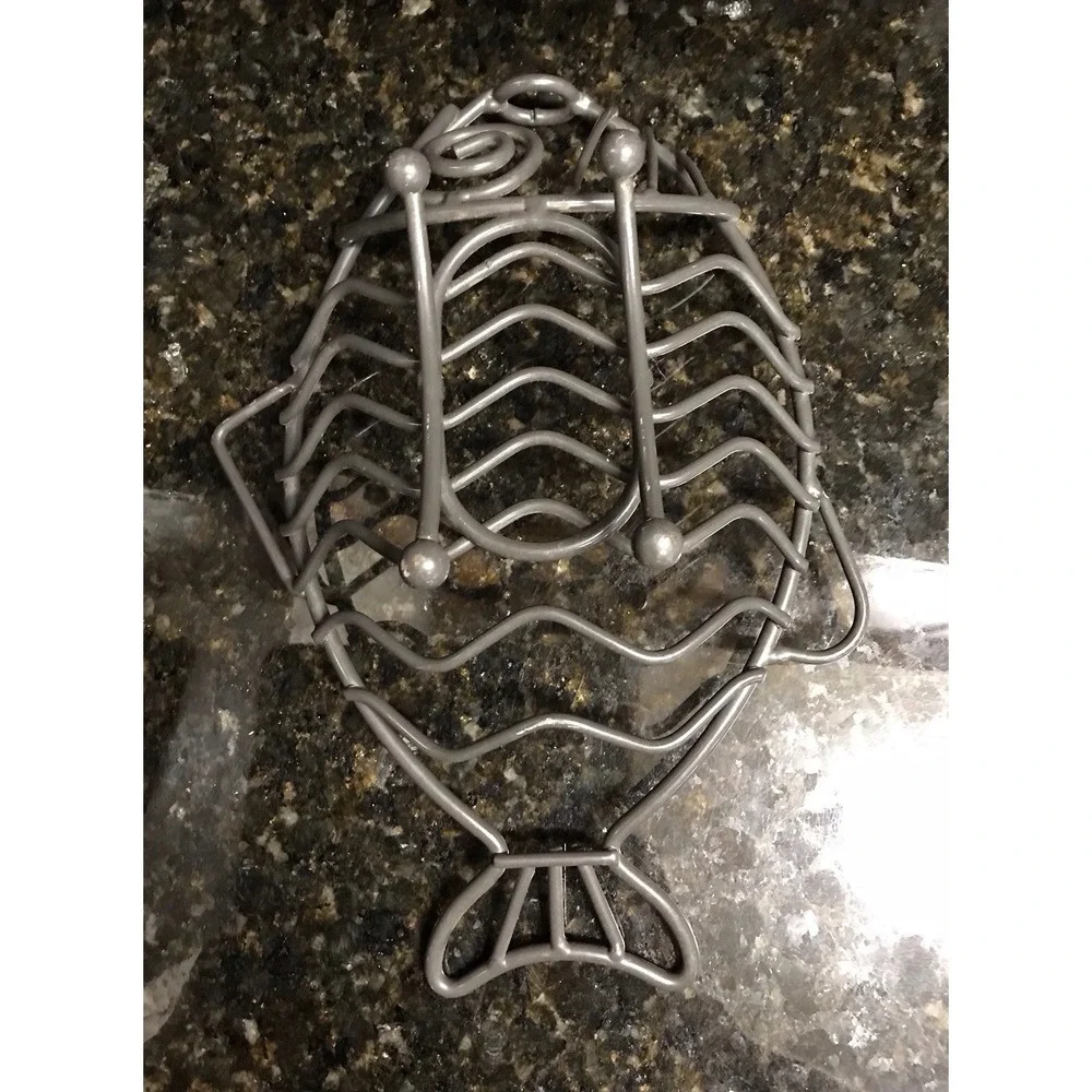 Fish Shaped Fruit Bread Basket Rack‎ Oval Metal Bowl Centerpiece Pewter